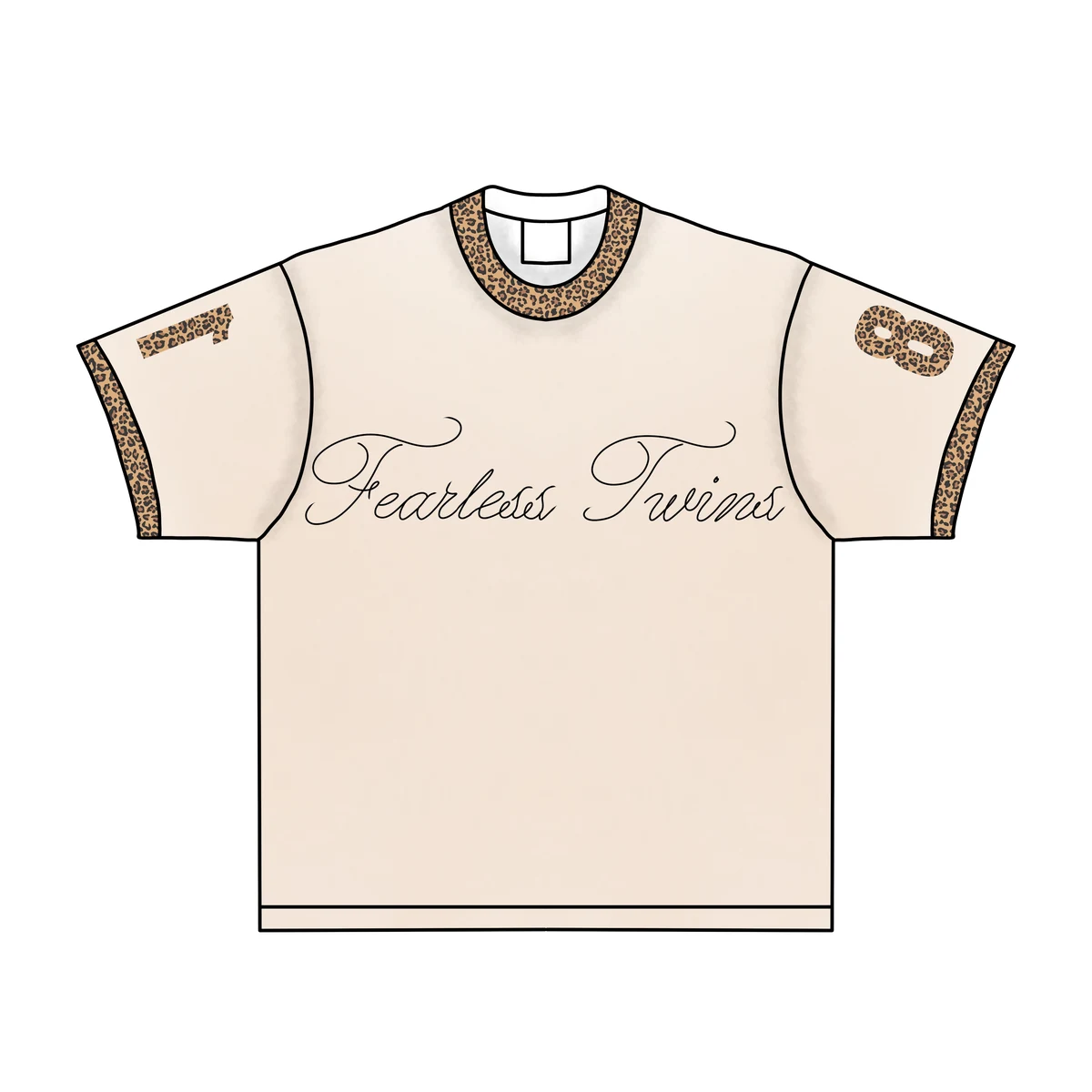 BoxyTee Twins — Beige / Leopard, front