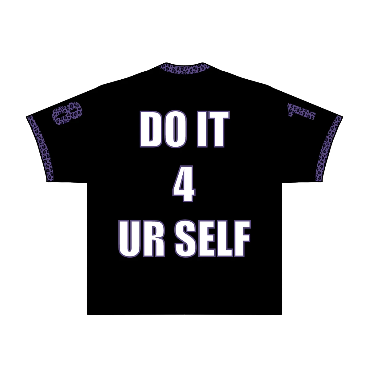 Fearless Twins BoxyTee — Black / Purple Leopard, back